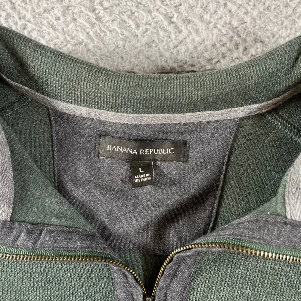 Banana‎ Republic Mens Green Quarter Zip Pullover Sweater Size Large